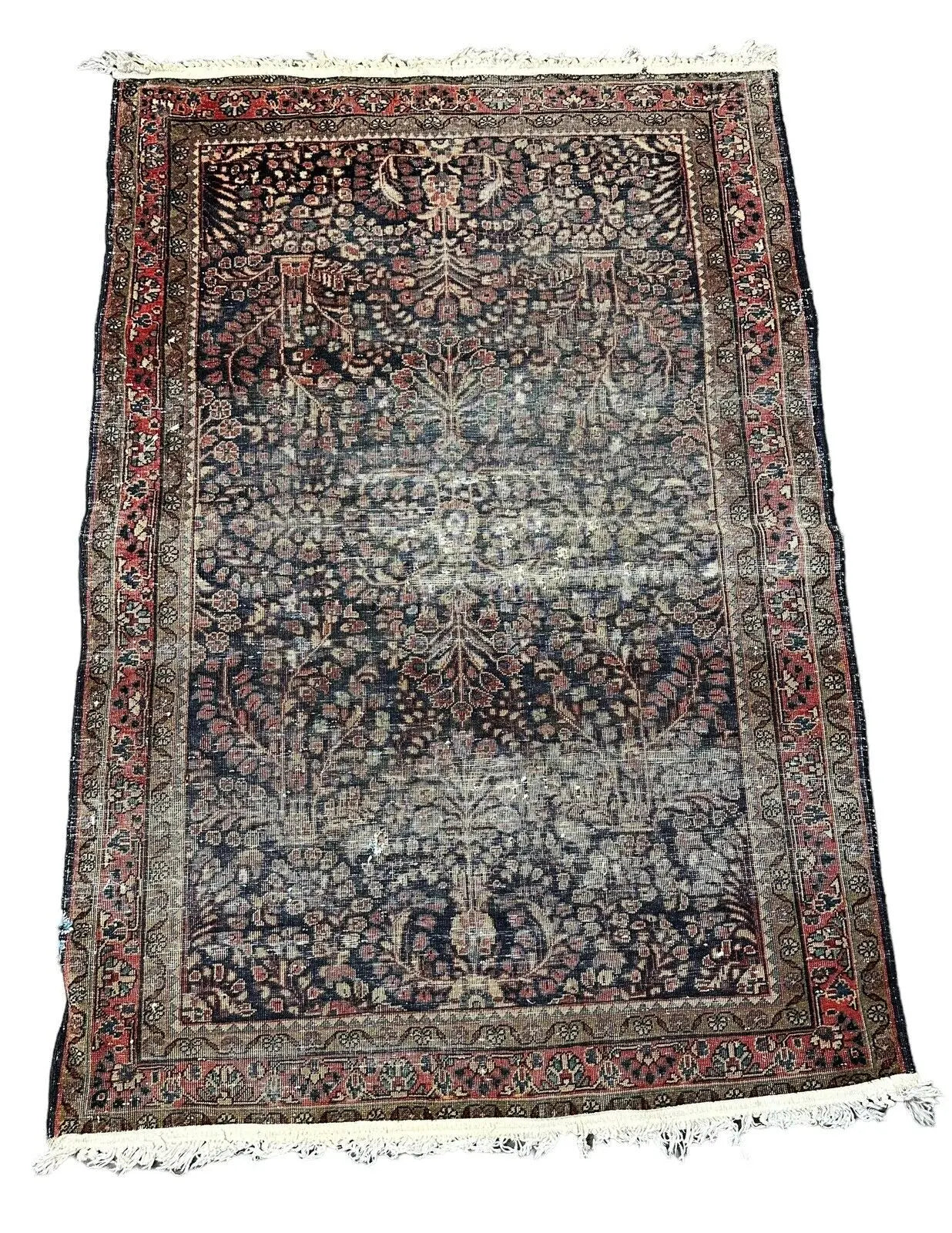 Handmade Vintage Rug City Floral Design Worn To Perfection 3'3 x 4'10 I Got Rugs