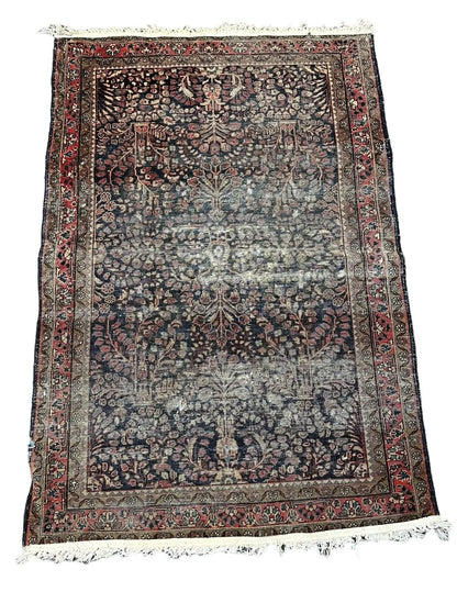 Handmade Vintage Rug City Floral Design Worn To Perfection 3'3 x 4'10 I Got Rugs