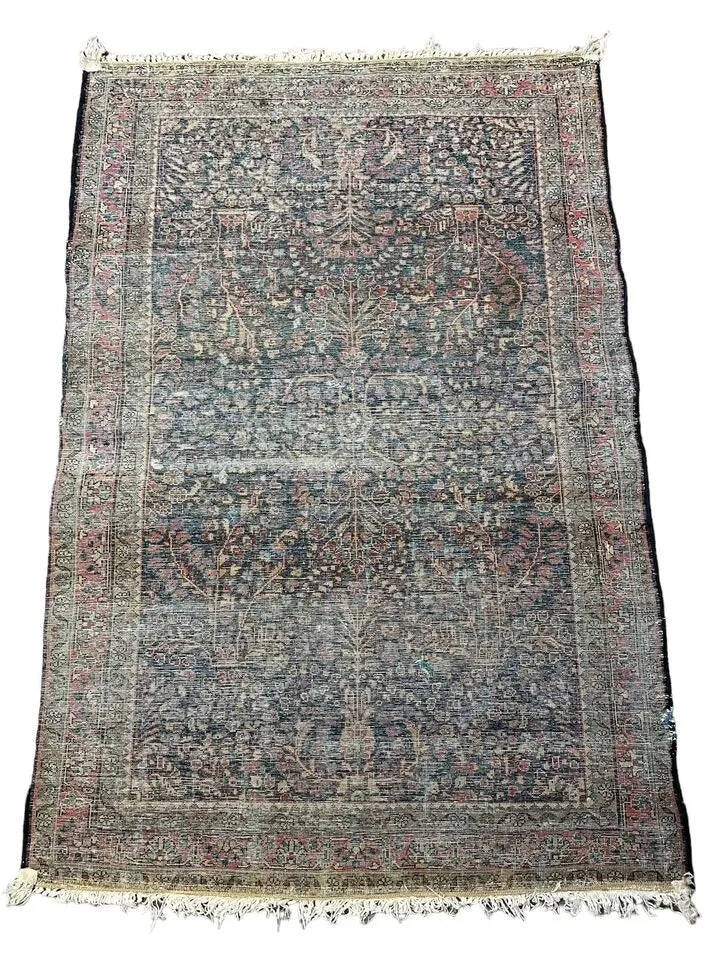 Handmade Vintage Rug City Floral Design Worn To Perfection 3'3 x 4'10 I Got Rugs