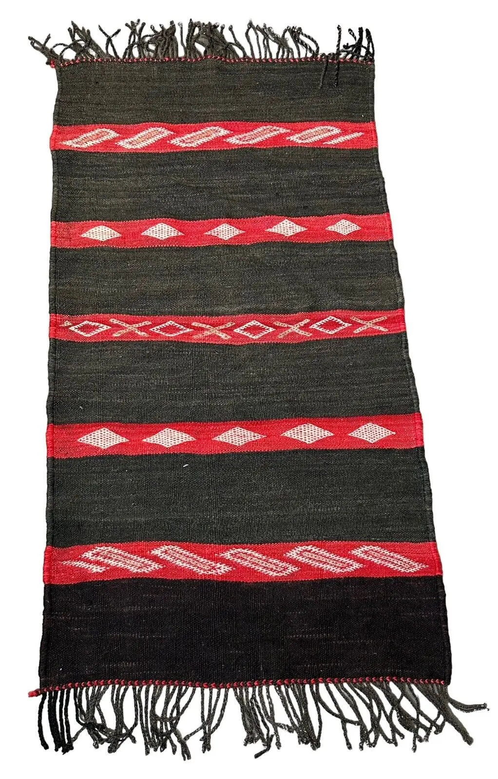 Handmade Vintage Rug Moroccan Black and Red Color 2'4 x 4'8 I Got Rugs