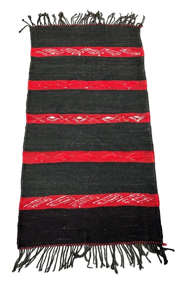 Handmade Vintage Rug Moroccan Black and Red Color 2'4 x 4'8 I Got Rugs