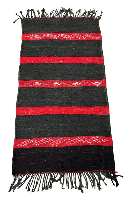 Handmade Vintage Rug Moroccan Black and Red Color 2'4 x 4'8 I Got Rugs