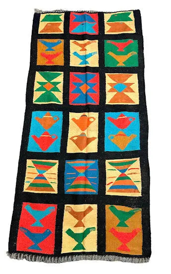 Handmade Vintage Rug Tunisian Berber Kilim Multicolor 2'8 x 5'8 - I Got Rugs Handmade Vintage Rug Tunisian Berber Kilim Multicolor 2'8 x 5'8 I Got Rugs Handmade Vintage I Got Rugs  180.00