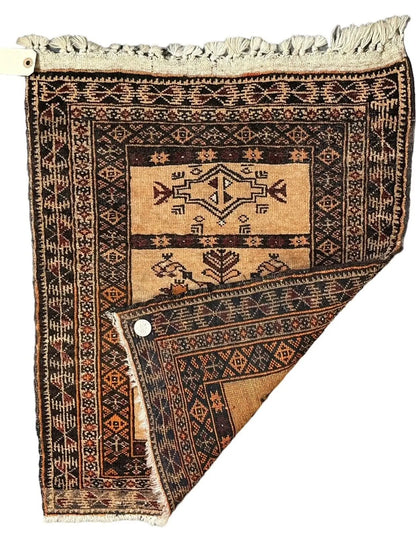 Handmade Vintage Rug Turkish Double Sided 1'8 x 2'2 100% Wool I Got Rugs