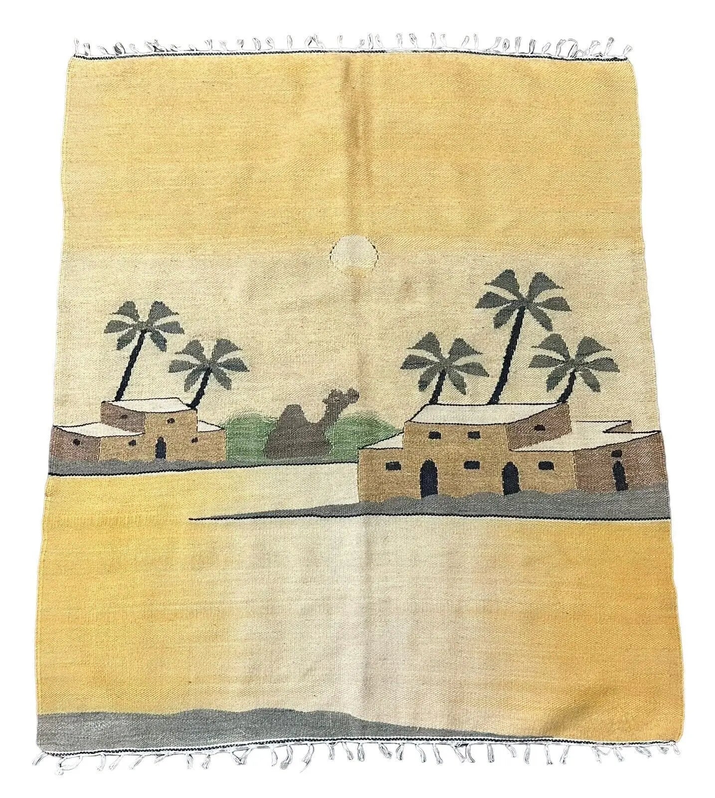Handmade Vintage Rug Turkish Flat Weave Village Pictorial 100% Wool 2'10 x 3'4 I Got Rugs