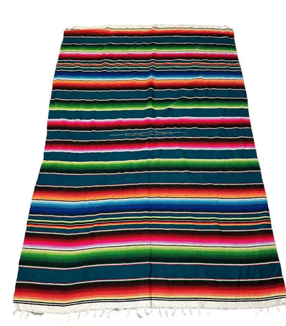 Handmade Vintage Rug Turkish Multicolor Striped Design 100% Wool 4'7 x 6'11 I Got Rugs