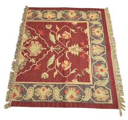 Handmade Vintage Rug Turkish Oushak Red Design 4'2 x 5'3 - I Got Rugs Handmade Vintage Rug Turkish Oushak Red Design 4'2 x 5'3 I Got Rugs Handmade Vintage I Got Rugs  160.00