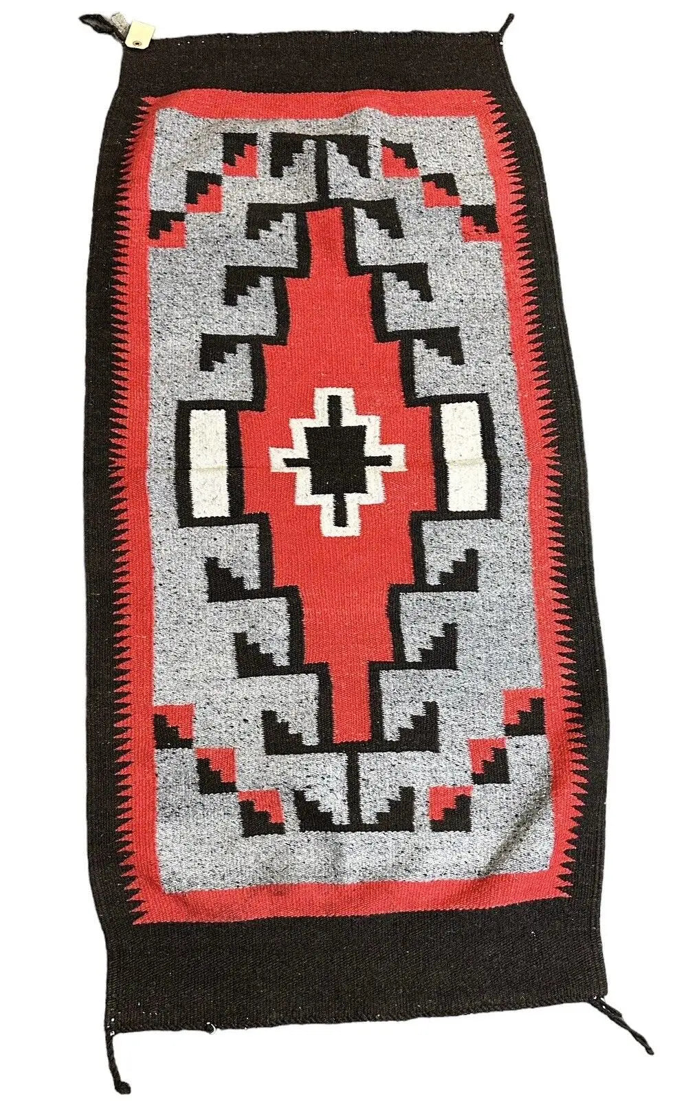 Handmade Vintage Rug Turkish Southwest Design Black, Red, Gray 2'4 x 4'10 I Got Rugs