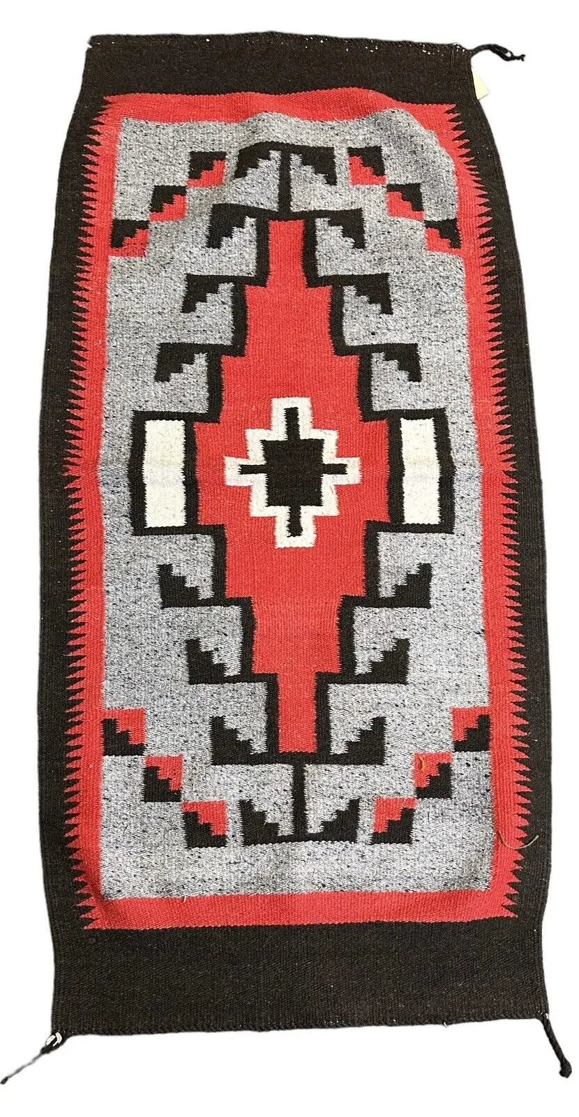 Handmade Vintage Rug Turkish Southwest Design Black, Red, Gray 2'4 x 4'10 I Got Rugs