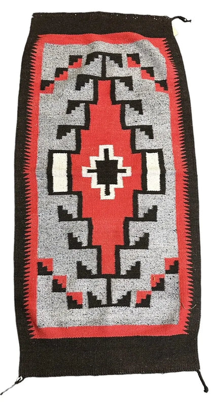 Handmade Vintage Rug Turkish Southwest Design Black, Red, Gray 2'4 x 4'10 I Got Rugs
