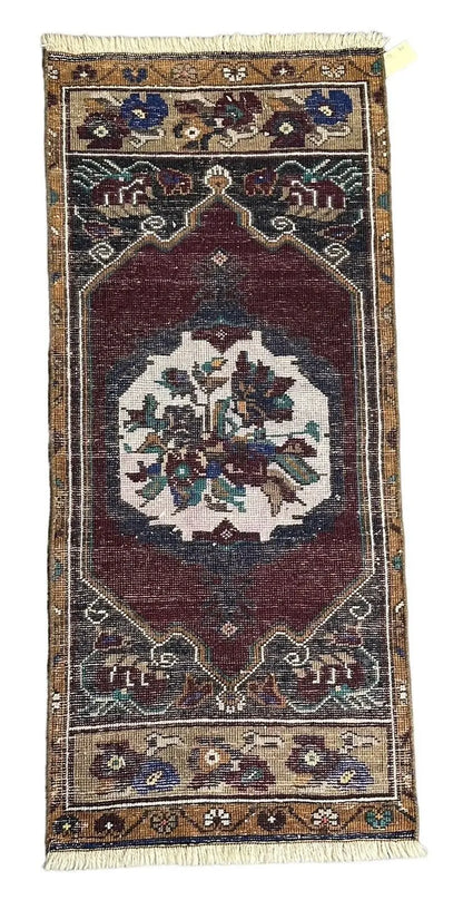 Handmade Vintage Rug Turkish Tribal Design 1'8 x3'10 100% Wool I Got Rugs