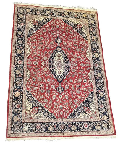 Handmade Vintage Rug Turkish Village Floral Design 100% Wool 4' x 6' I Got Rugs