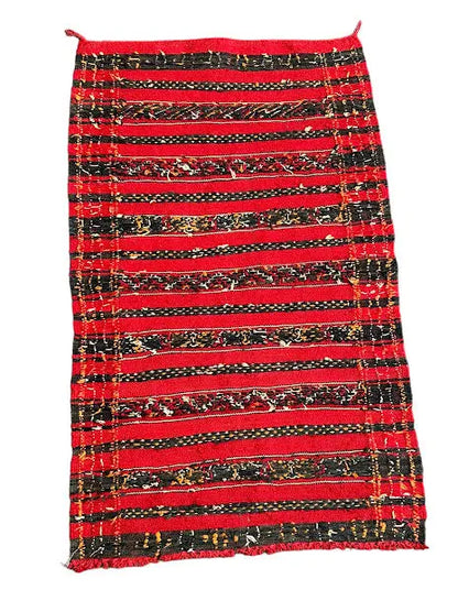 Handmade Vintage Rug Wool Moroccan Red Geometric Design 2'5 x 3'11 I Got Rugs