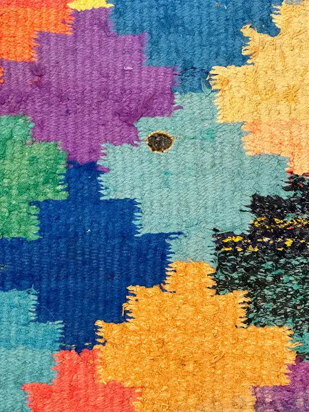 Handmade Vintage Rug Wool Turkish Kilim Bright Color Geometric Pattern 3'5 x 6'9 I Got Rugs