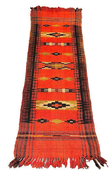 Handmade Vintage Rug Wool Turkish Kilim Design Red 2'8 x 7'4 I Got Rugs