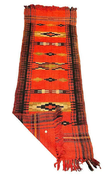 Handmade Vintage Rug Wool Turkish Kilim Design Red 2'8 x 7'4 I Got Rugs