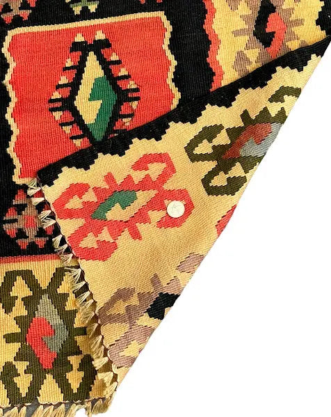 Handmade Vintage Rug Wool Turkish Kilim Geometric Pattern 2'4 x 4'4 I Got Rugs