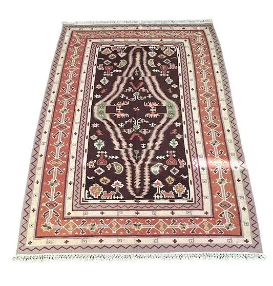 Handmade Vintage Turkish Kilim Wool Rug Traditional Design 5'7 x 8' I Got Rugs