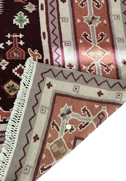 Handmade Vintage Turkish Kilim Wool Rug Traditional Design 5'7 x 8' I Got Rugs
