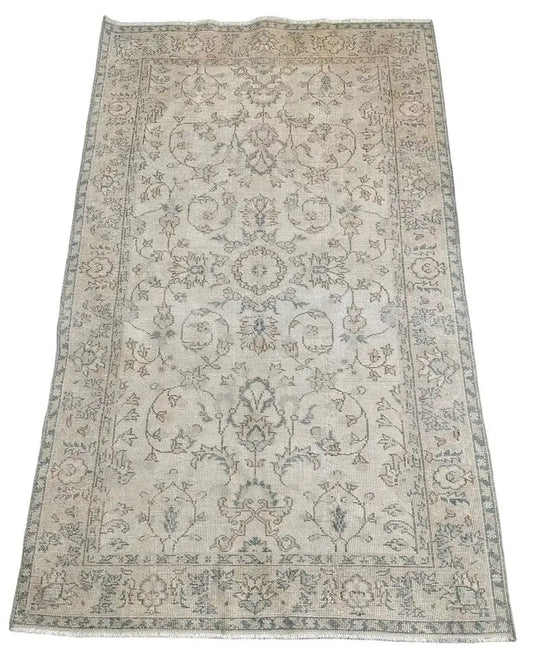 Handmade Vintage Turkish Oushak 100% Wool Rug with Modern Colors 3'10 x 6'5 I Got Rugs