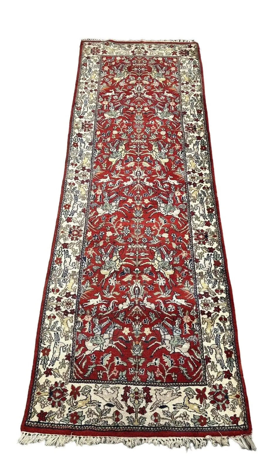 Handmade Vintage Turkish Village Hunting Rug Unique Colors Wool 3' x 8'8 I Got Rugs