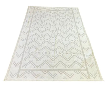 Handmade Vintage Turkish Wool Rug Geometric Design 6'3 x 8'9 I Got Rugs