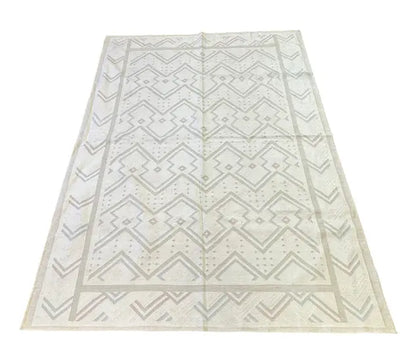 Handmade Vintage Turkish Wool Rug Geometric Design 6'3 x 8'9 I Got Rugs