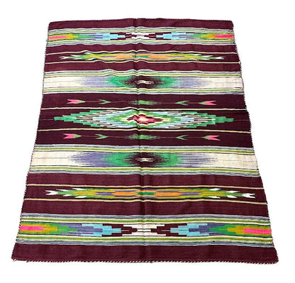 Handmade Vintage Wool Mexican Saltillo Sarape 4'5 x 5'11 I Got Rugs