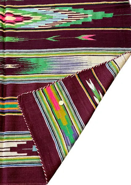 Handmade Vintage Wool Mexican Saltillo Sarape 4'5 x 5'11 I Got Rugs