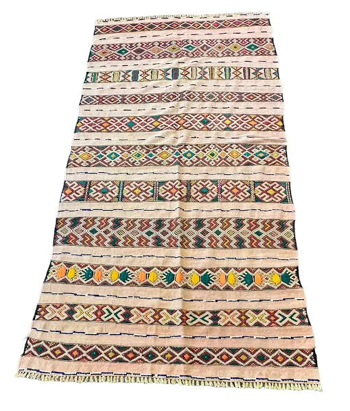 Handmade Vintage Wool Rug Afghan Anatolian Tribal Design 3'10 x 7'8 I Got Rugs