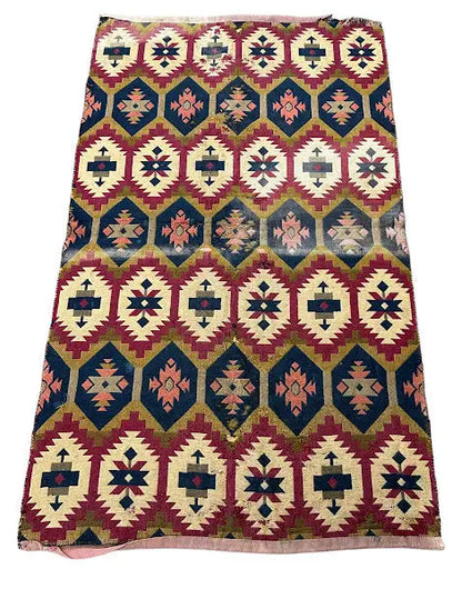 Handmade Vintage Wool Rug Afghan Kilim Geometric Design 3' x 5'3 I Got Rugs