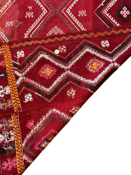 Handmade Vintage Wool Rug Afghan Kilim Red Diamond Design 6'1 x 8'4 I Got Rugs