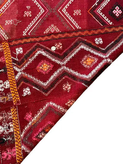Handmade Vintage Wool Rug Afghan Kilim Red Diamond Design 6'1 x 8'4 I Got Rugs