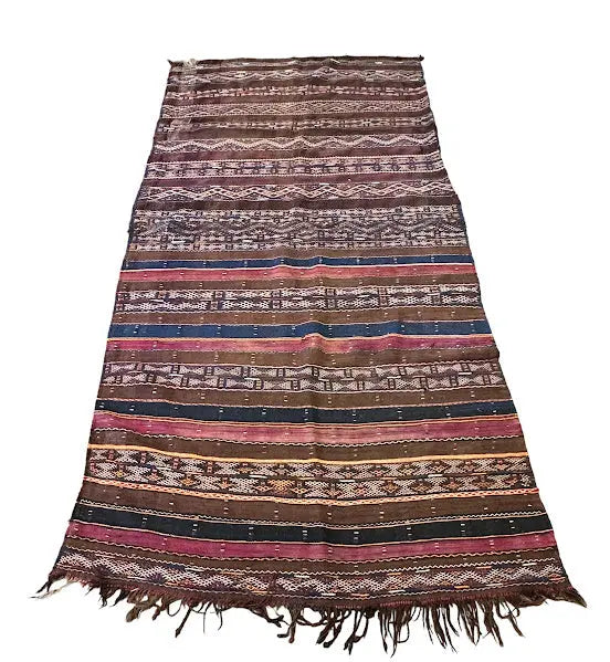 Handmade Vintage Wool Rug Afghan Kilim Tribal Design 4'6 x 9'2 I Got Rugs