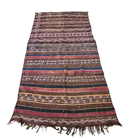 Handmade Vintage Wool Rug Afghan Kilim Tribal Design 4'6 x 9'2 I Got Rugs