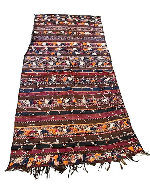 Handmade Vintage Wool Rug Afghan Kilim Tribal Design 4'6 x 9'2 I Got Rugs