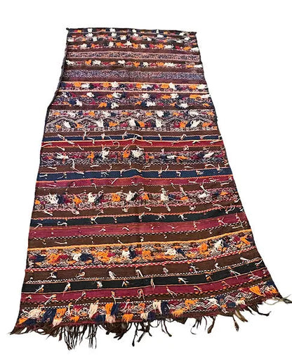 Handmade Vintage Wool Rug Afghan Kilim Tribal Design 4'6 x 9'2 I Got Rugs