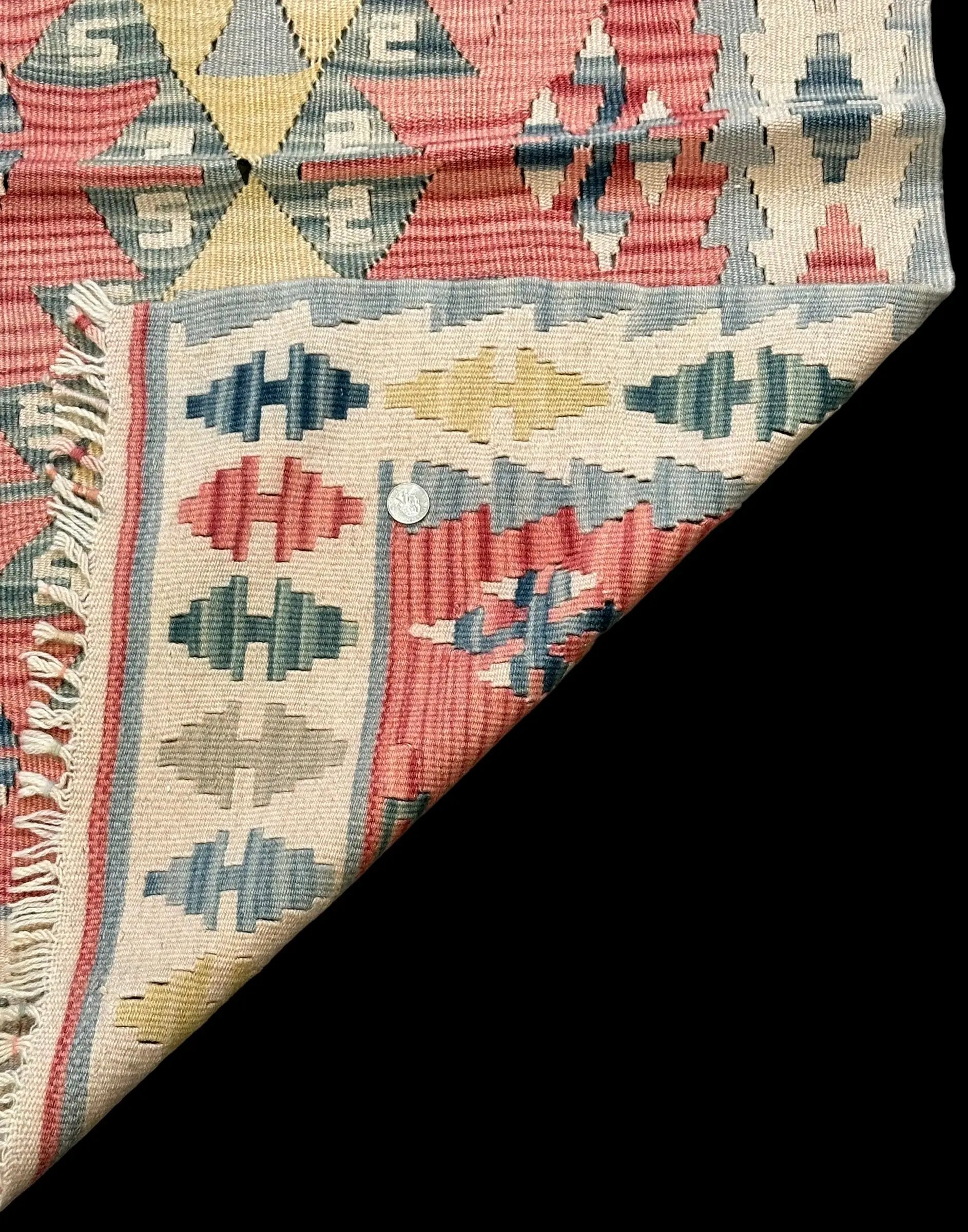 Handmade Vintage Wool Rug Afghan Tribal Kilim Light Colora 2'7 x 4'1 I Got Rugs