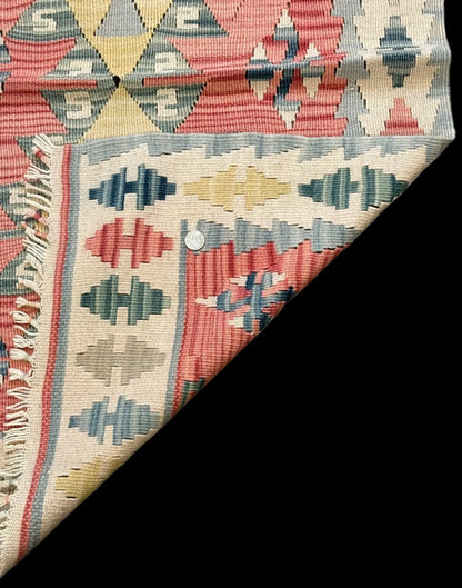 Handmade Vintage Wool Rug Afghan Tribal Kilim Light Colora 2'7 x 4'1 I Got Rugs