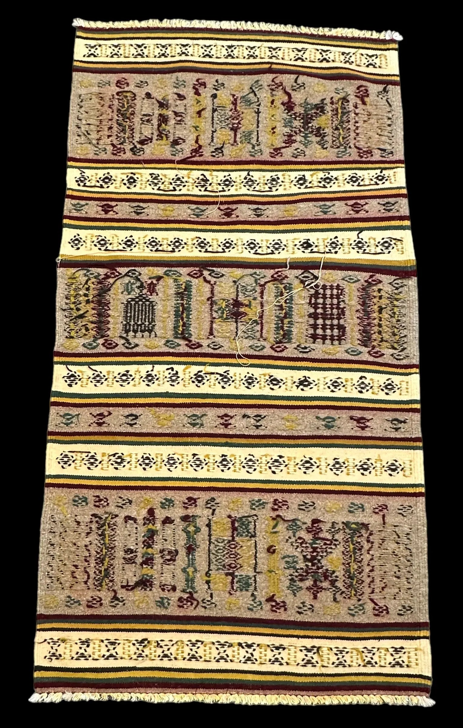 Handmade Vintage Wool Rug Algerian Kilim Colorful Tribal Design 2'6 x 4'9 I Got Rugs