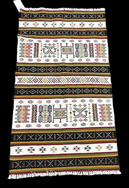 Handmade Vintage Wool Rug Colorful Algerian Tribal Design 2'4 x 4'5 I Got Rugs