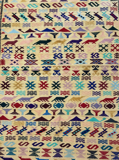 Handmade Vintage Wool Rug Colorful Moroccan Berber Tribal Design 3' x 4'7 I Got Rugs