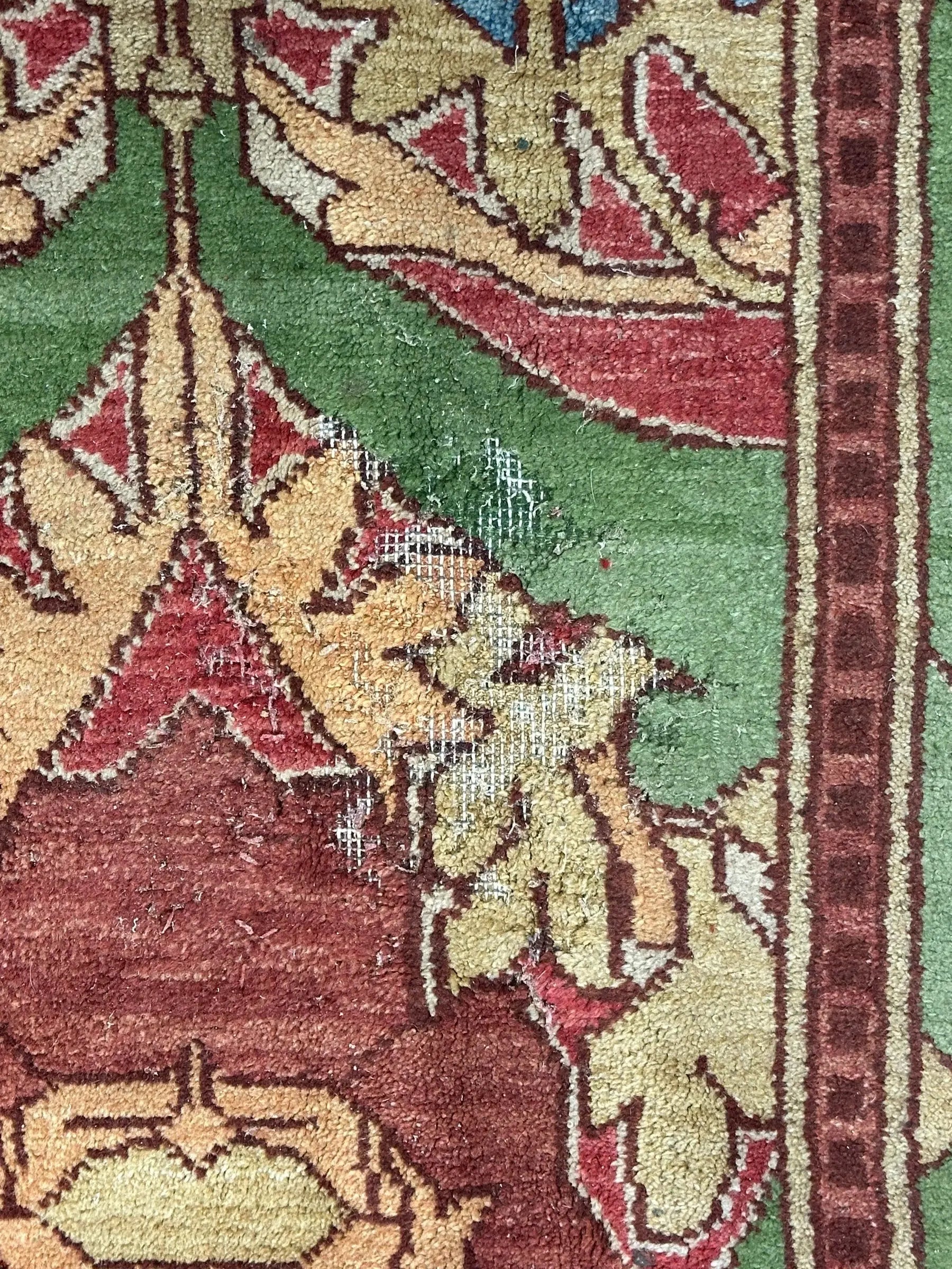 Handmade Vintage Wool Rug Colorful Oriental Design 8' x 10' *Damaged* I Got Rugs