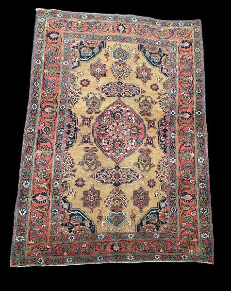 Handmade Vintage Wool Rug Colorful Persian Kerman Floral Design 2'11 x 4'9 I Got Rugs