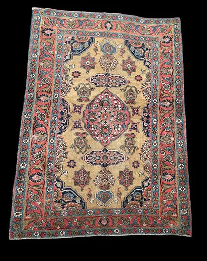 Handmade Vintage Wool Rug Colorful Persian Kerman Floral Design 2'11 x 4'9 I Got Rugs