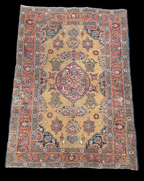 Handmade Vintage Wool Rug Colorful Persian Kerman Floral Design 2'11 x 4'9 I Got Rugs