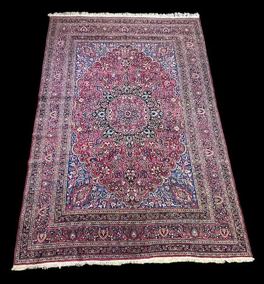 Handmade Vintage Wool Rug Colorful Persian Mashad Oriental Pattern 8'8 x 13' I Got Rugs