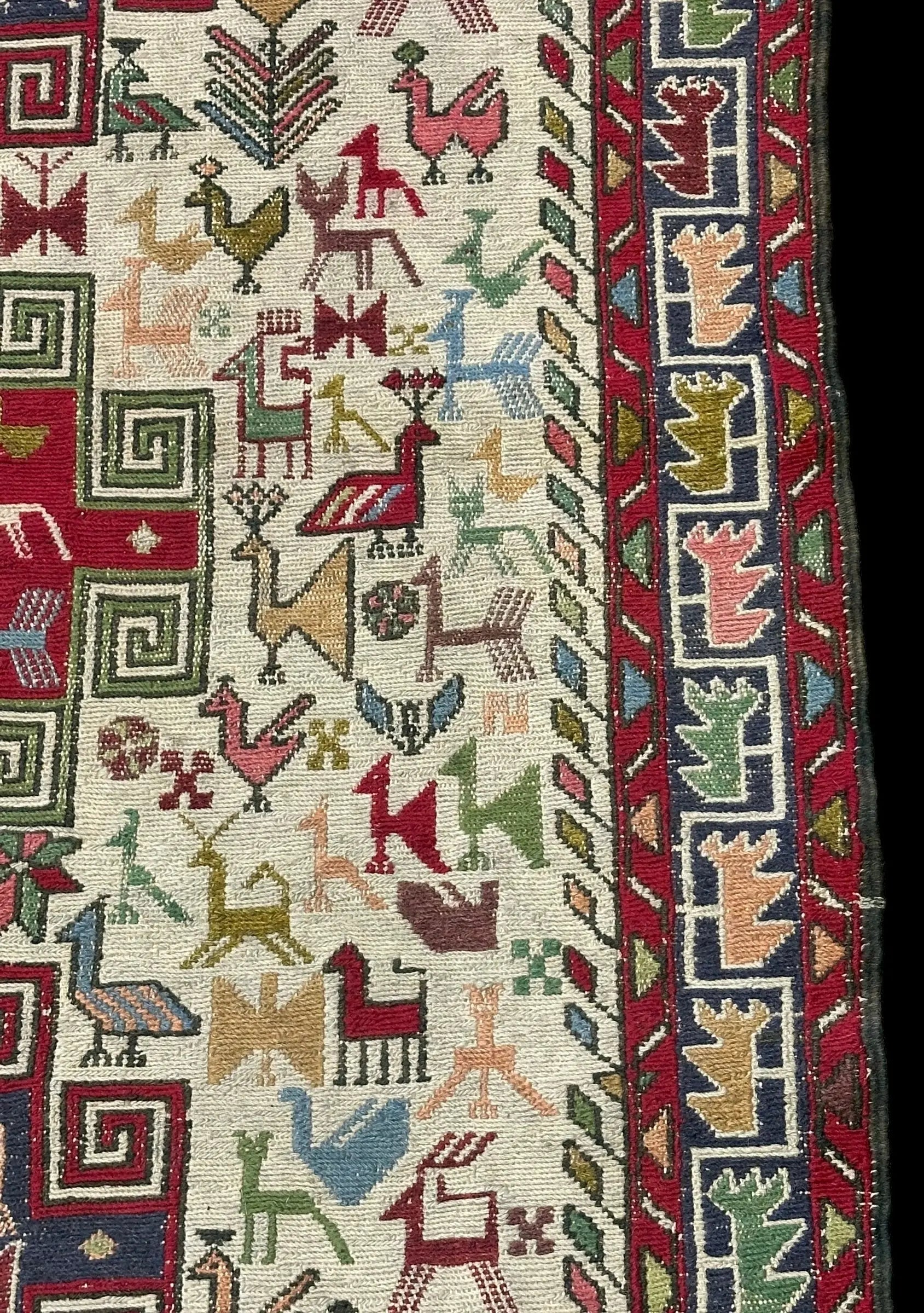 Handmade Vintage Wool Rug Colorful Persian Soumak Design 3'7 x 4'11 I Got Rugs Handmade Vintage Wool Rug Colorful Persian Soumak Design 3'7 x 4'11 I Got Rugs Handmade Vintage I Got Rugs