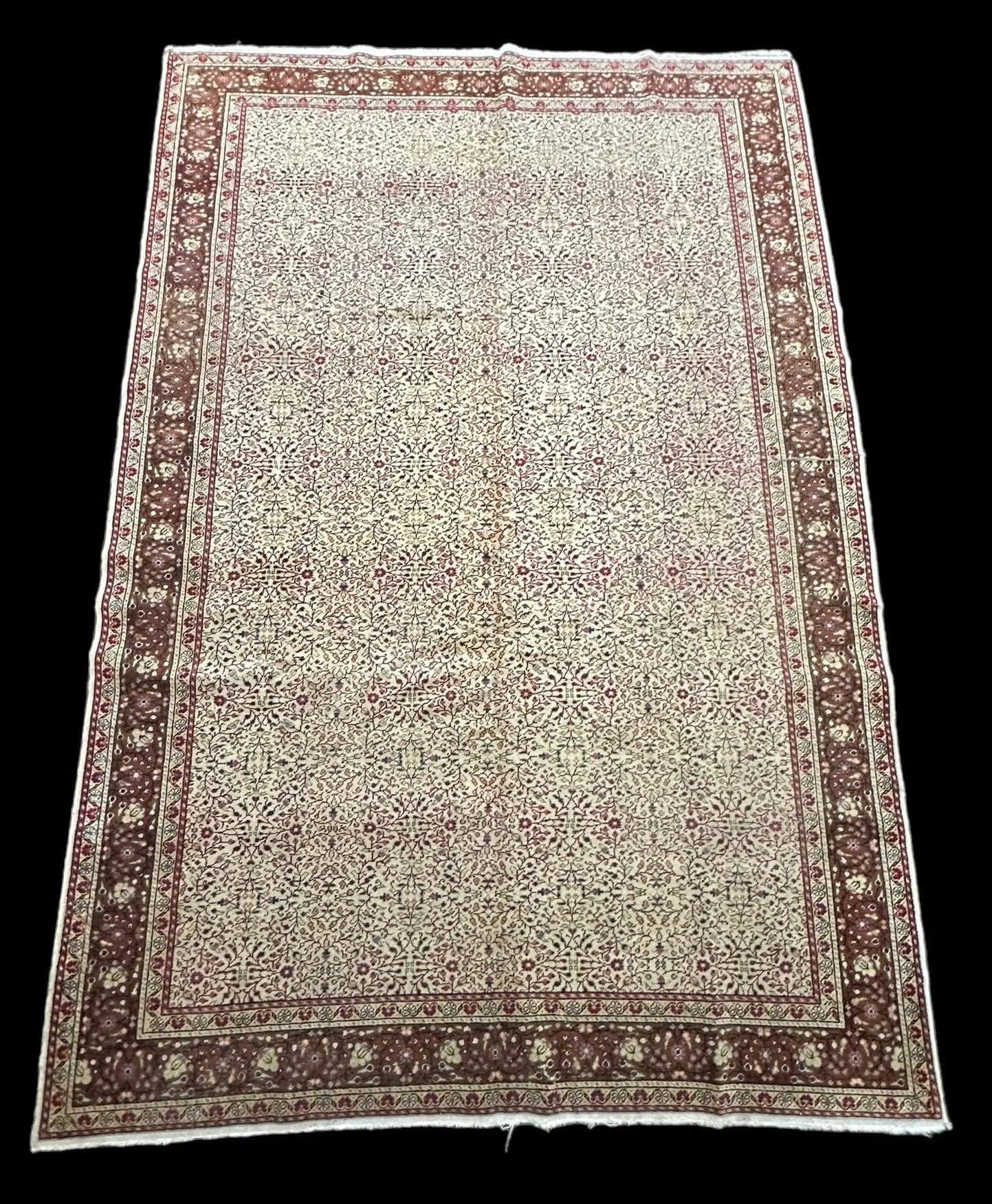 Handmade Vintage Wool Rug Colorful Turkish Floral Design 6'4 x 9'9 *Repaired* I Got Rugs
