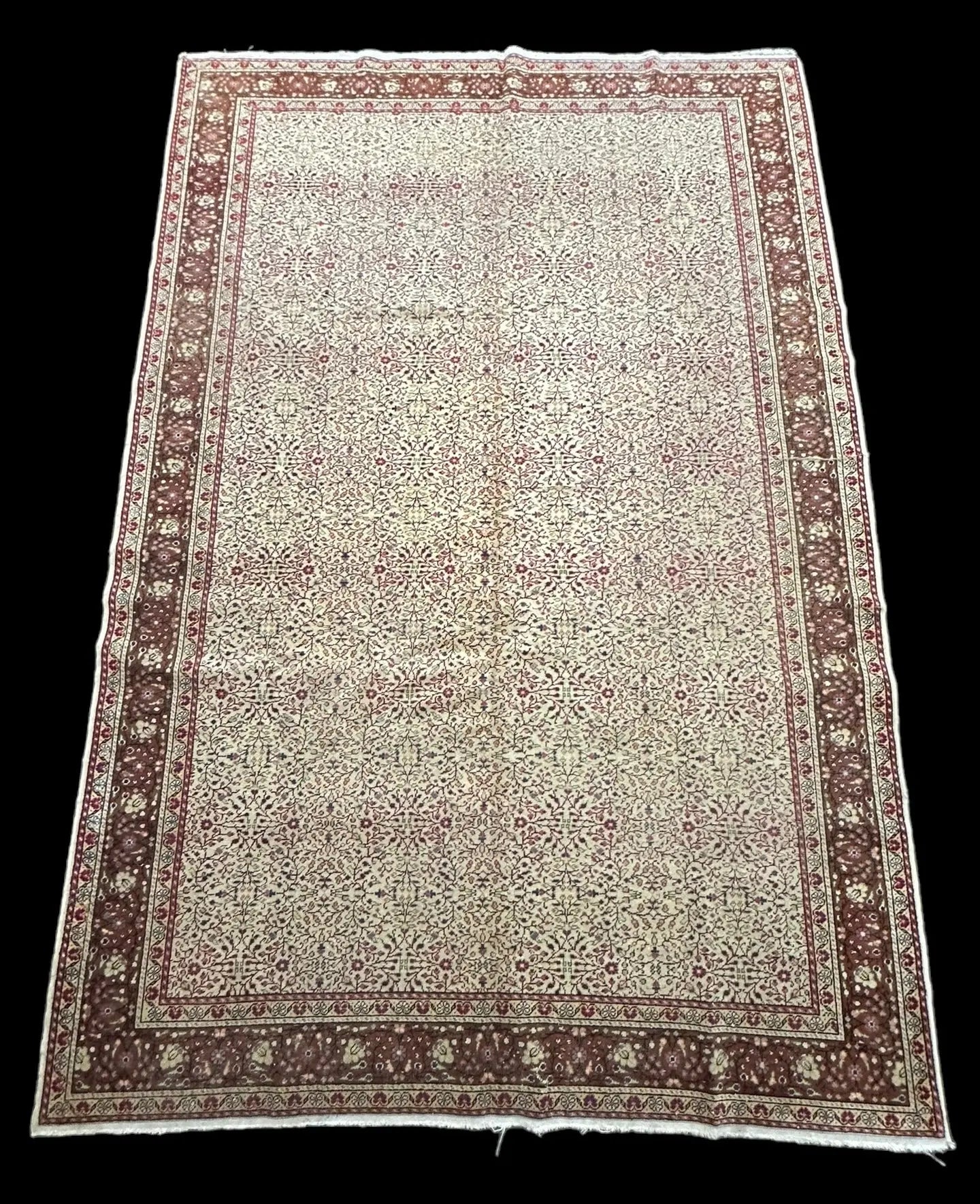 Handmade Vintage Wool Rug Colorful Turkish Floral Design 6'4 x 9'9 *Repaired* I Got Rugs